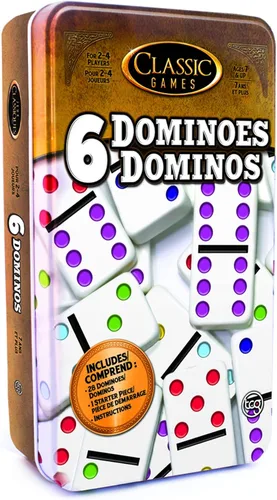 TCG Toys Juegos clásicos – Doble 6 Dominó lata – Sé el primero en ganar! Ideal para niños y niñas mayores de 7 años