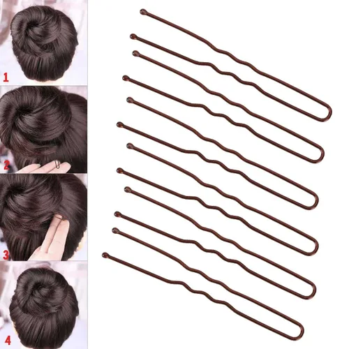 Miniatura 4 de Tbestmax 300 alfileres de moño en forma de U, para sujetar el pelo de ballet, red de pelo para mujer, 2.3 pulgadas, marrón 6CM Marrón - 300 Pcs