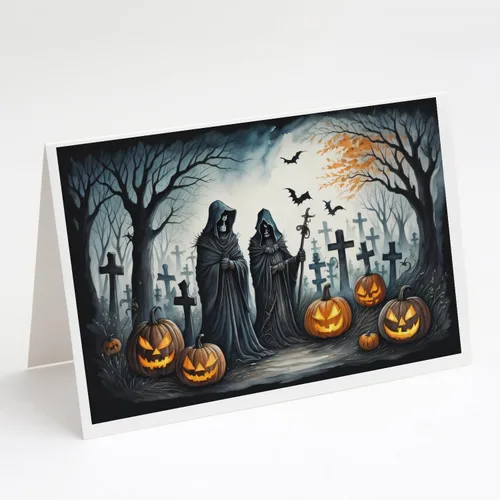 Miniatura 41 de Caroline's Treasures DAC2223GCA7P - Tarjetas de felicitación y sobres de Halloween espeluznantes de gato negro, paquete de 8 tarjetas en blanco
