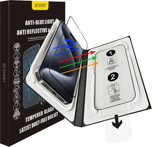 Miniatura 10 de Protector de pantalla de luz azul para iPhone 12 Pro Max (2020-6.7 pulgadas), protección ocular HD transparente con bloqueo de luz azul, vidrio