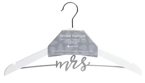 Miniatura 6 de Pearhead Colgador de vestido de novia de Mrs. - Elegante recuerdo de novia de madera con letras de alambre cursivo, accesorio de foto perfecto