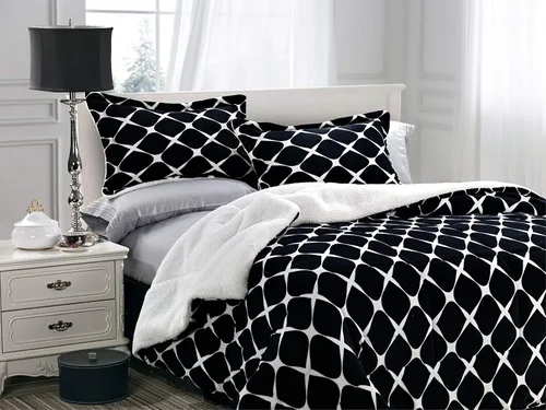 Miniatura 14 de Elegant Comfort Juego de edredón de calidad premium de peso pesado de micromink con respaldo de sherpa reversible alternativo al plumón de Negro
