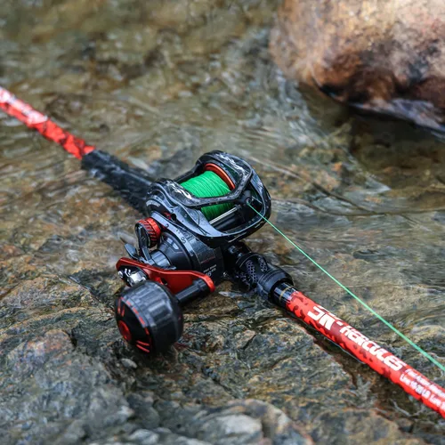 Miniatura 8 de Sougayilang Combo de Caña y Carrete Baitcaster, Caña de Pescar de 2 Piezas con Carrete de Lanzamiento Tamaño 400, Asiento de Carrete de Aluminio