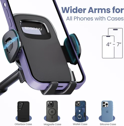 Miniatura 7 de Soporte de teléfono para automóvil, soporte para parabrisas de salpicadero de automóvil, brazo telescópico ajustable de 360° (4.8-7 pulgadas)