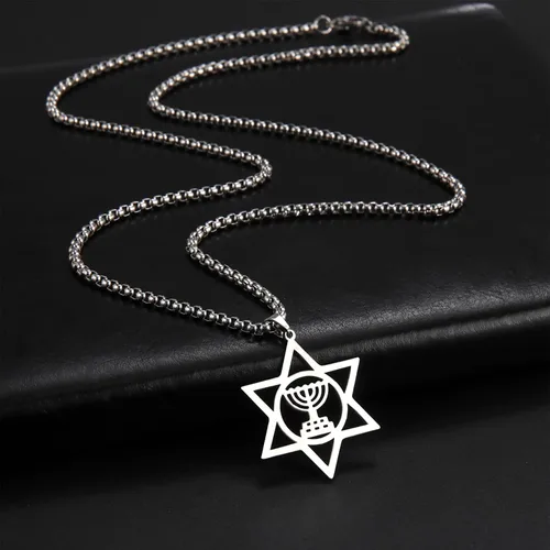 Miniatura 35 de EUEAVAN Collar con dije de estrella de David contra el mal de ojo de seis puntas con dije de estrella de David, hexagrama demoníaco religioso