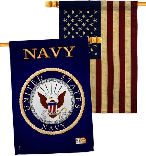 Miniatura 24 de Breeze Decor Bandera de jardín de 13 x 18.5 pulgadas, con licencia oficial de las Fuerzas Armadas de los Estados Unidos de la Marina de los Estados