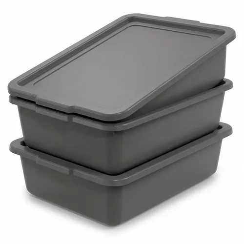 Miniatura 15 de 5 paquetes de cajas/bolsas de tinas de autobús comerciales, contenedor de almacenamiento de plástico blanco con asas/lavabo (8 litros)