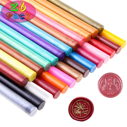 Miniatura 11 de Barras de Cera para Sellar, Paxcoo 20 piezas Barras de Sello de Cera, Barras de Cera para Sellar con Pistola de Pegamento para Invitaciones de Boda