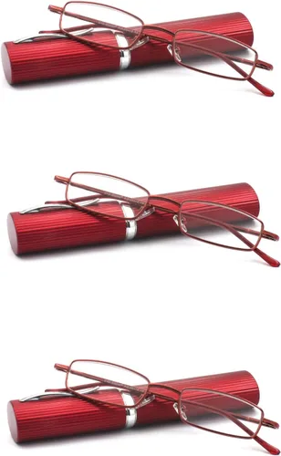 Miniatura 13 de Gafas de lectura de tubo ligero y compacto ultra delgado con estuche de aluminio de clip portátil