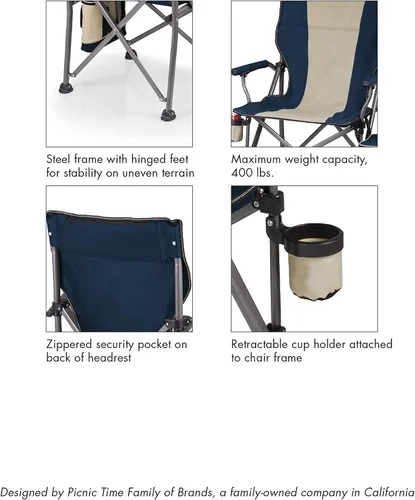 Miniatura 6 de Picnic TIME NFL Unisex-Adult NFL Outlander Folding Camping Chair with Cooler, Heavy Duty Beach Chair