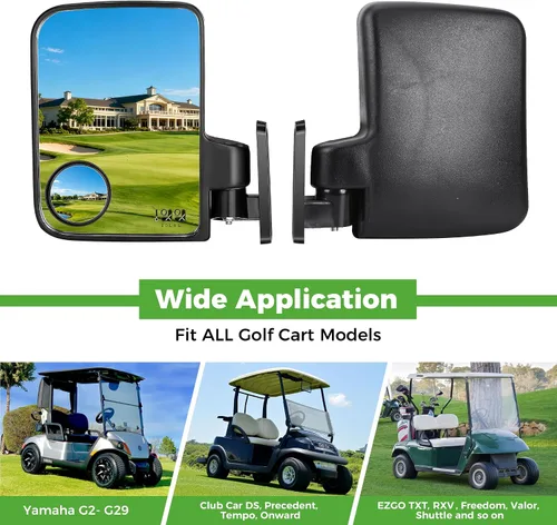Miniatura 7 de 10L0L Espejo de carrito de golf sin perforación, espejos laterales con espejos de punto ciego, universal para Yamaha, Club Car, EZGO, espejos