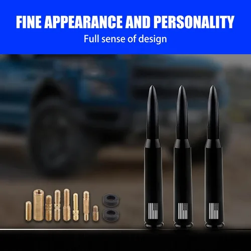 Miniatura 4 de gunhunt 1 PC Diseño de Bandera Americana Antena para Coche y Camión, Antena de Bala para Coche y Camión, Diseño Antirrobo Mejora la Señal Reemplazo