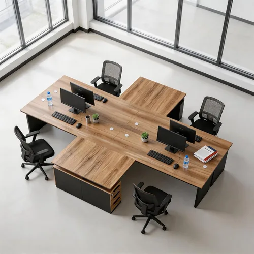 Miniatura 11 de Escritorio ejecutivo en forma de L de 63 pulgadas, escritorio industrial moderno de oficina de madera con cajones de bloqueo, gestión de cables