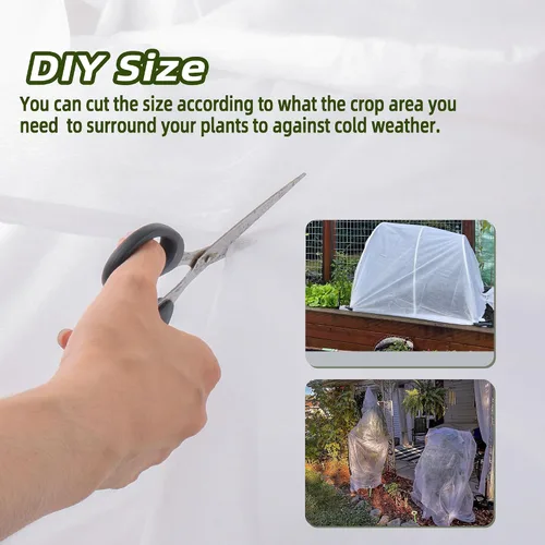 Miniatura 5 de Cubiertas para plantas de 10 x 50 pies, protección contra la congelación, manta de tela helada, cubierta flotante para fila para invierno de 0.9