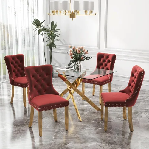 Miniatura 80 de Juego de comedor de 3 piezas con superficie de vidrio transparente, juego de comedor cuadrado minimalista moderno de 36'', juego de mesa de cocina