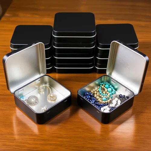Miniatura 2 de Goodma 12 latas cuadradas de metal vacías para el hogar, mini caja organizadora con tapa con bisagras, 2.76 x 2.76 x 0.79 pulgadas (negro)