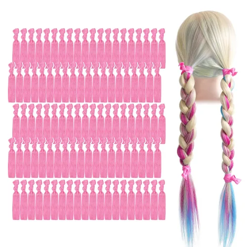 Miniatura 12 de MEEDEE Paquete de 100 lazos para el cabello, color negro, sin pliegues, nudos suaves para mujeres, sin daño, adecuado para colas de caballo, yoga