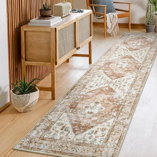 Miniatura 51 de Lahome - Tapete con diseño bohemio, pequeño, antideslizante, lavable, ultradelgado, con estampado oriental desgastado, para entrada, cocina