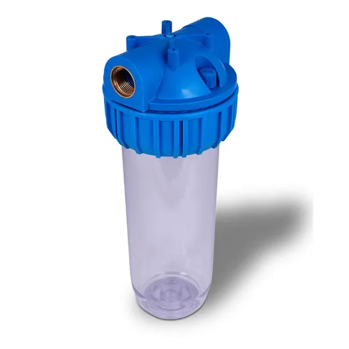 Miniatura 2 de Sistema de filtro de agua transparente estándar transparente de 10 pulgadas para toda la casa con botón de alivio de presión, puerto de latón