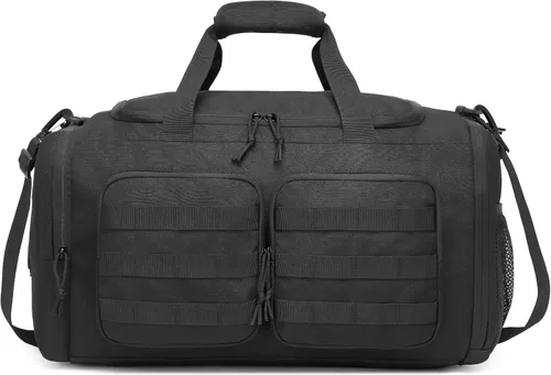 Miniatura 2 de Wotony Bolsa de lona táctica para hombres, bolsa de lona para gimnasio, viajes, entrenamiento militar de fin de semana, bolsa Molle, Negro, 35 l