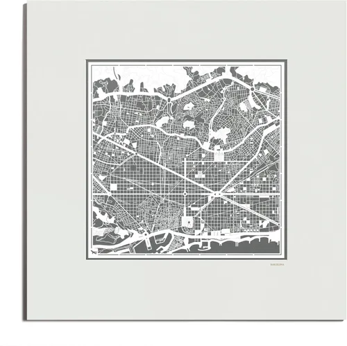 Miniatura 133 de O3 Design Studio Mapa de corte de papel Madrid negro mate de 20 x 20 pulgadas