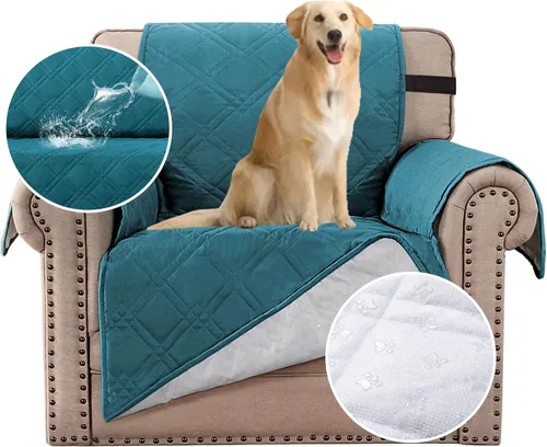 Miniatura 26 de H.VERSAILTEX Funda de sofá 100% impermeable, lavable, antideslizante, para 3 cojines, protector de muebles para mascotas, fundas de sofá
