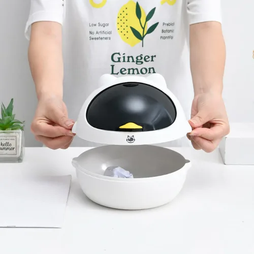 Miniatura 4 de Papelera de escritorio con tapa, mini cesta de basura para gatos, portátil, moderno, herramientas de limpieza para el hogar, oficina, sala de estar