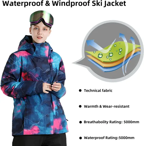 Miniatura 4 de GSOU SNOW Women's Ski Jackets and Pants Set Snowboarding Snowsuit Waterproof Windproof