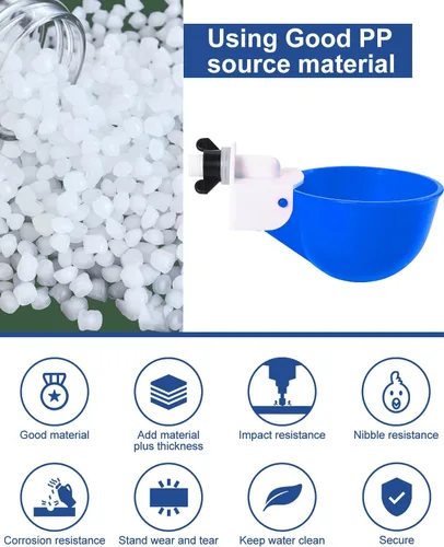 Miniatura 6 de Vasos para beber pollo (paquete de 8) con broca de 3/8 pulgadas, color azul Automatic Poultry Drinker Feeder Kit for Chickens, Ducks, Turkeys