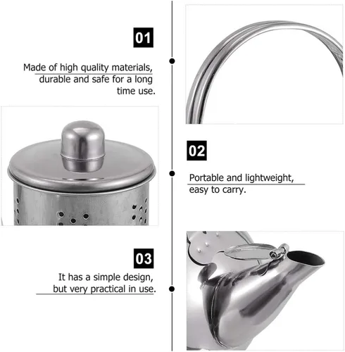 Miniatura 2 de Cabilock Olla de acero inoxidable Olla de agua caliente Tetera azul Infusor de té suelto Hervidor de agua Tetera Estufa Tetera Silbosa Tetera Plata