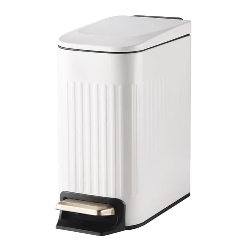 Miniatura 8 de SYNCVIBE Cubo de basura delgado para baño con tapa de cierre suave, cubo de basura de acero inoxidable con pedal, cubo de basura con cubo