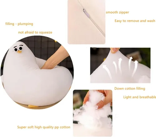 Miniatura 4 de JOSON Juguete de gaviota de peluche gordito, lindo animal de pollo gordo de dibujos animados para niños y niñas (10.27 pulgadas)