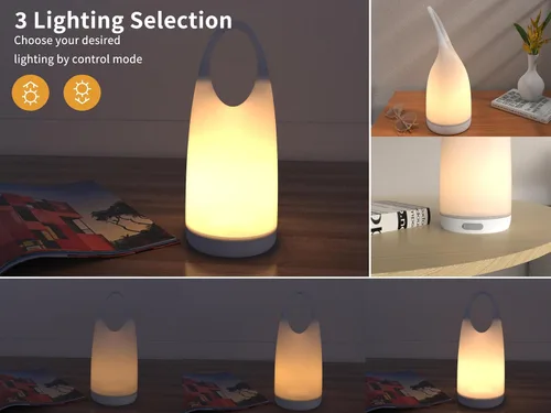 Miniatura 4 de Linterna de Camping LED Portátil 2 en 1, Lámpara de Mesa Nocturna con Carga, Linterna de Camping LED, Impermeable, Atenuación de 3 Niveles y Carcasa