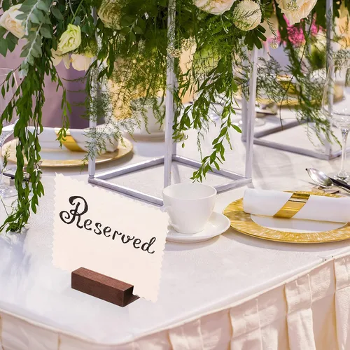 Miniatura 4 de 12 portatarjetas de madera para colocar tarjetas de madera para letreros de mesa, soporte para tarjetas de identificación para decoración de eventos