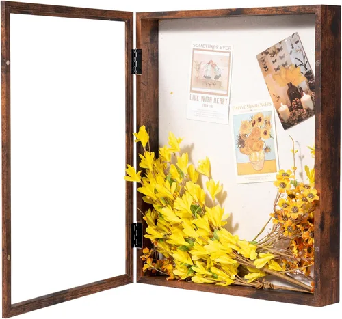 Miniatura 17 de Muzilife Marco de Fotos Caja de Sombra de 11 x 11 pulgadas - Vitrina Cuadrada de Madera y Vidrio con Interior Profundo de 2.16 pulgadas, Lista