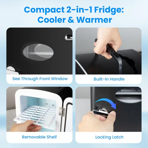 Miniatura 3 de HealSmart Mini refrigerador portátil, refrigeradores compactos enfriadores y calentadores de 4 litros 6 latas, con ventana de observación, 100%