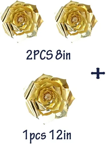 Miniatura 2 de N/C 3 piezas de flores de papel para fiesta, flores de papel para fondo de boda, decoración DIY hecha a mano para fondo de boda, decoración de pared
