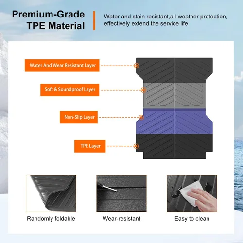 Miniatura 5 de powoq Tapete para cama de camioneta de 6 pies compatible con forro de cama de camioneta Toyota Tacoma 2005-2023 Material TPE de reemplazo