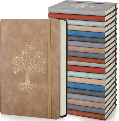 Miniatura 13 de Dispowreath Paquete de 10 cuadernos rayados de cuero A5 de tapa dura para escribir, 200 páginas, 10 colores, bloc de notas para viajes, trabajo