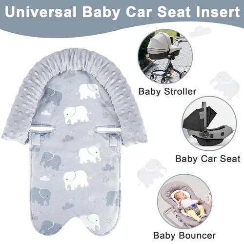 Miniatura 5 de TANOFAR Inserto de asiento de automóvil y fundas para correa, soporte de cabeza de asiento de automóvil gris para niños, cojín unisex suave