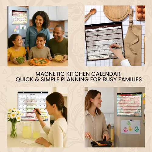 Miniatura 5 de StriveZen - Calendario de nevera 2024 2025 por StriveZen, magnético, mensual de 10 x 10 pulgadas, académico, refrigerador, escritorio, regalo