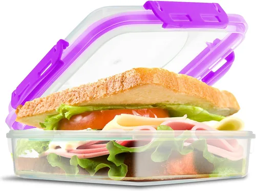 Miniatura 11 de Tafura Recipientes y cajas para sándwiches de alta calidad, sin BPA, para loncheras, duradero y reutilizable, soporte para sándwiches para mayor