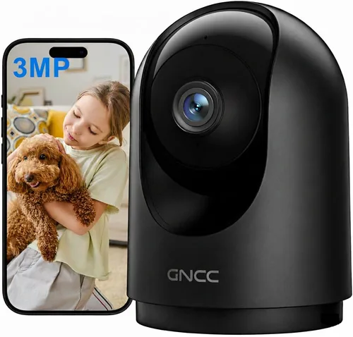 Cámara de seguridad GNCC para interiores, cámaras 2K para seguridad del hogar con detección de movimiento, cámara para bebé/mascota con aplicación