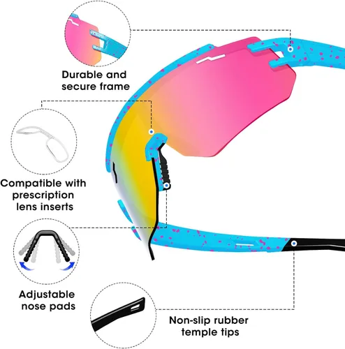 Miniatura 5 de AVV Gafas de sol polarizadas UV400 para ciclismo, béisbol, resistentes al viento, antivaho para deportes al aire libre, marco ligero para hombres