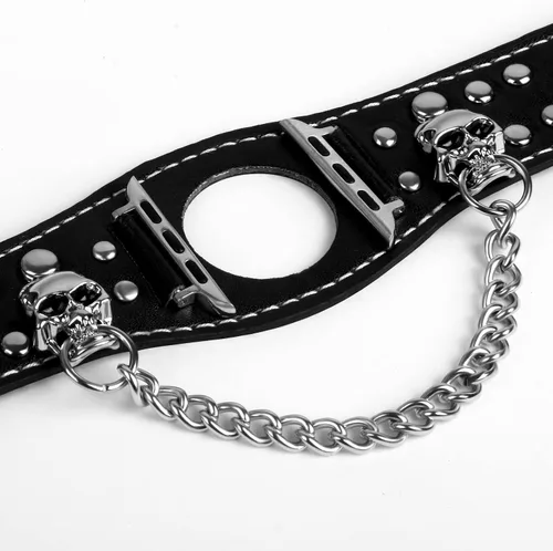 Miniatura 6 de VIQIV Pulsera de cuero con calavera compatible con Apple Watch Band Ultra de 1.929 in, 1.732 in, 1.772 in, 1.654 in, 1.614 in, 1.575 in, 1.496 in