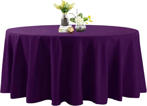 Miniatura 61 de Mantel de poliéster lavable de 90 pulgadas, resistente a las manchas y a las arrugas, mantel decorativo para mesa de comedor, fiestas de bufé y Negro