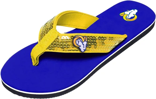 Miniatura 37 de FOCO Womens NFL Team Logo Sequin Strap Sandals Flip Flops
