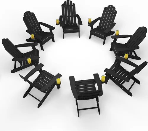 Miniatura 18 de MXIMU Silla Adirondack plegable para exteriores: sillas Adirondack fáciles de montar y cómodas, silla de plástico compuesto para todo tipo de clima
