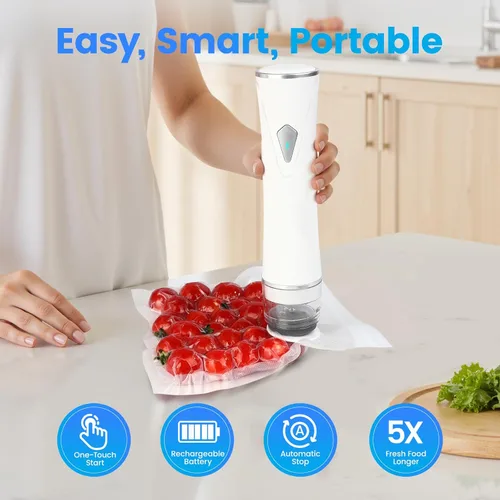 Miniatura 2 de Sellador al vacío para alimentos con tanque visible, máquina selladora al vacío de mano con 30 bolsas reutilizables para una frescura 5 veces más