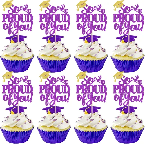 Miniatura 34 de Paquete de 24 adornos para cupcakes de clase 2025 con purpurina 2025 para diploma de graduación 2025 para cupcakes temáticos de graduación 2025